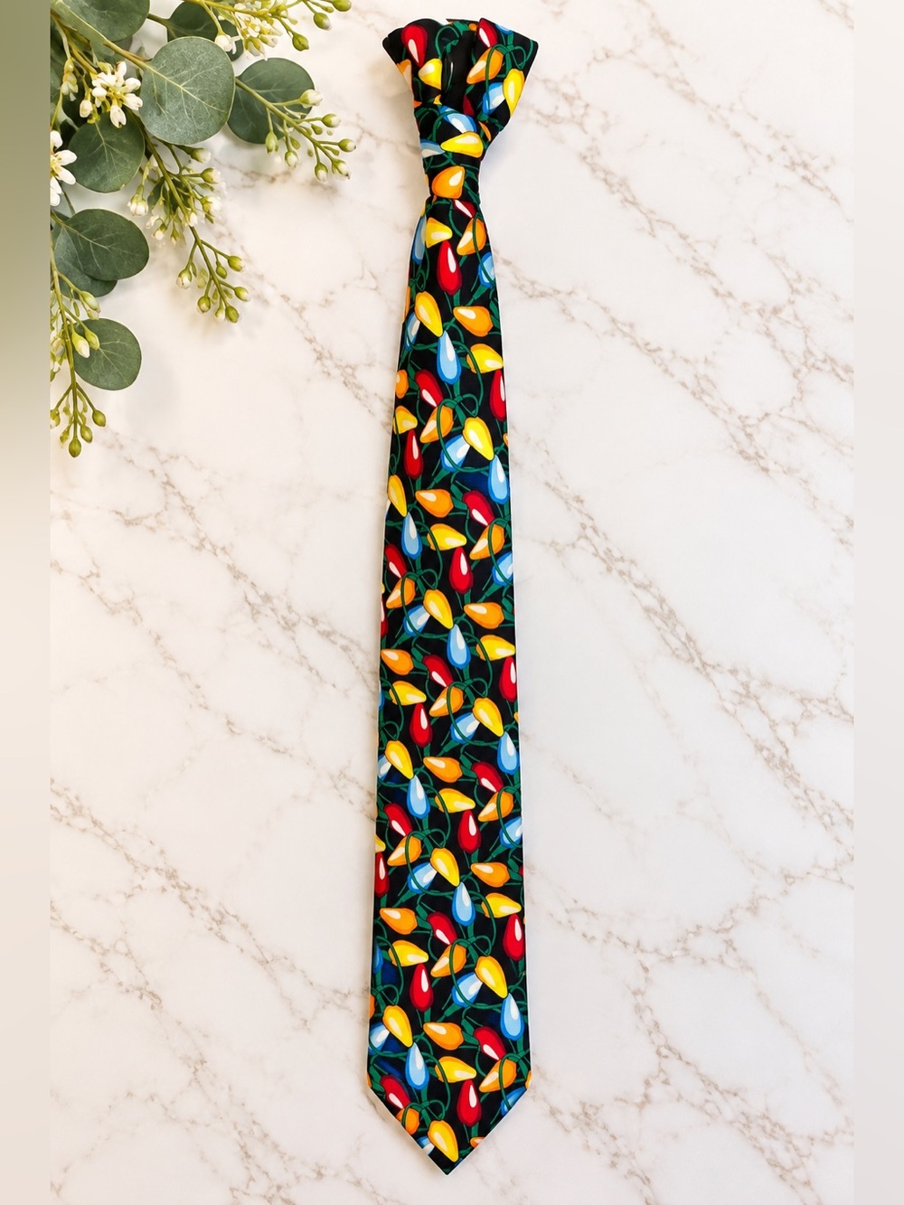 Addiction Christmas Lights Novelty Necktie Black Holiday Tie